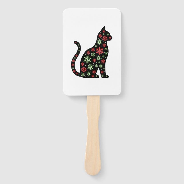 Christmas Cat T-Shirt Hand Fan (Front)