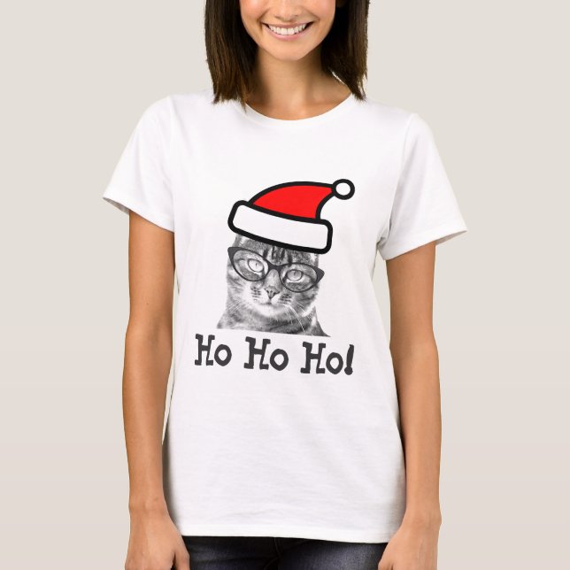 Christmas cat t shirt | Ho Ho Ho! (Front)
