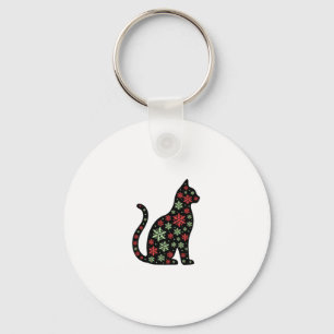 Christmas Cat T-Shirt Key Ring