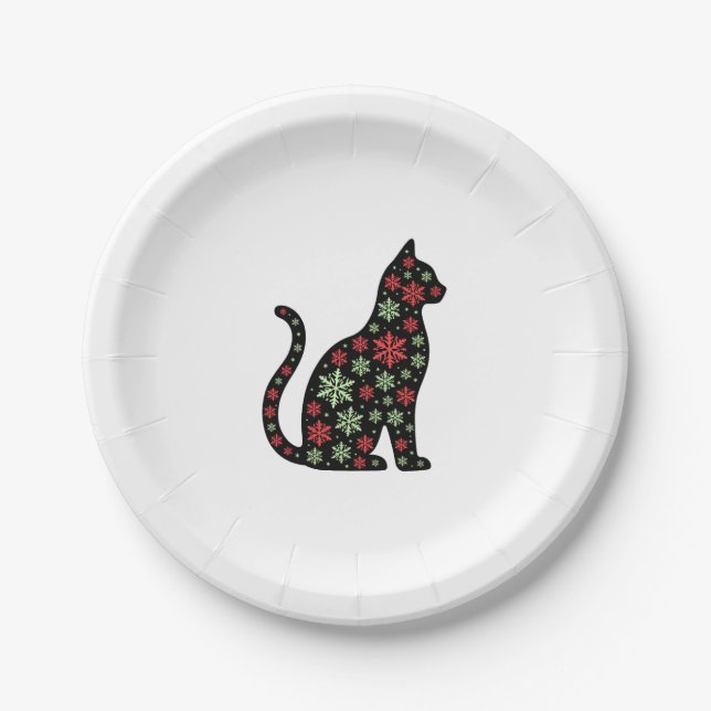 Christmas Cat T-Shirt Paper Plate (Front)