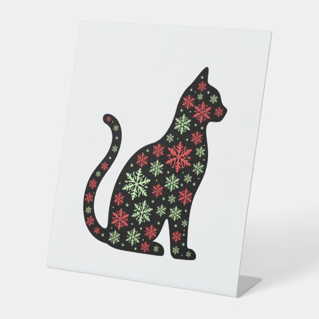 Christmas Cat T-Shirt Pedestal Sign (Front)