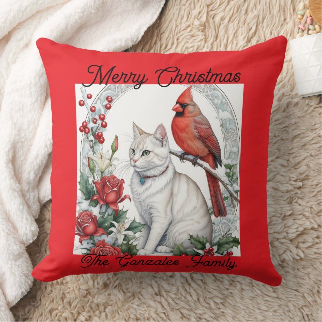 Christmas Cat Throw Pillow (Blanket)