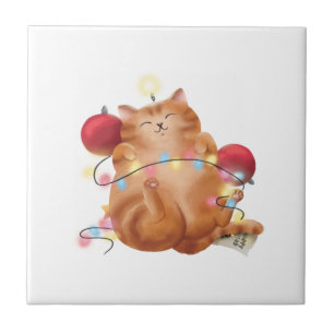 Christmas cat   tile