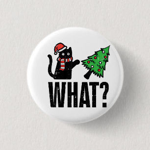 Christmas Cat Tipping Xmas Tree Funny 3 Cm Round Badge