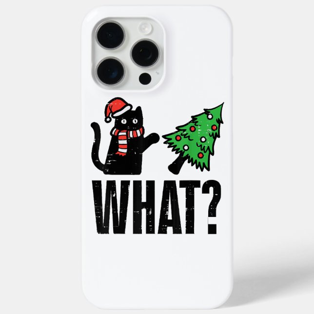Christmas Cat Tipping Xmas Tree Funny Case-Mate iPhone Case (Back)