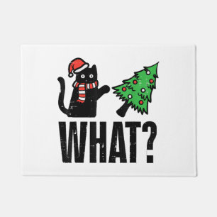 Christmas Cat Tipping Xmas Tree Funny Doormat
