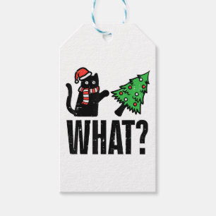 Christmas Cat Tipping Xmas Tree Funny Gift Tags