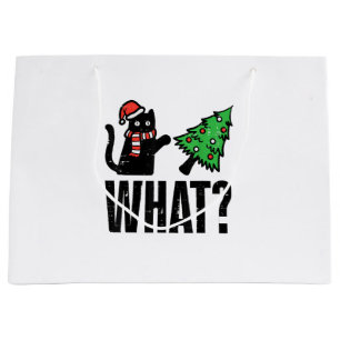 Christmas Cat Tipping Xmas Tree Funny Large Gift Bag