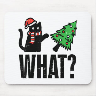 Christmas Cat Tipping Xmas Tree Funny Mouse Mat