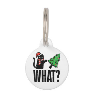 Christmas Cat Tipping Xmas Tree Funny Pet Tag