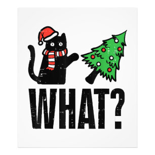 Christmas Cat Tipping Xmas Tree Funny Photo Print