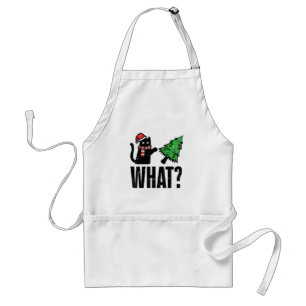 Christmas Cat Tipping Xmas Tree Funny Standard Apron