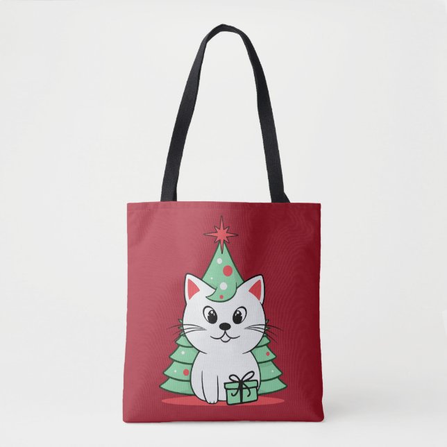Christmas cat tote bag (Front)