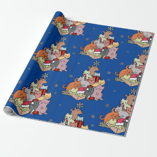 Christmas cat tree cats cuddle cat pack wrapping paper