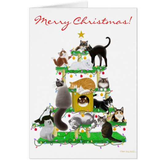 Christmas Cat Tree Greeting Card