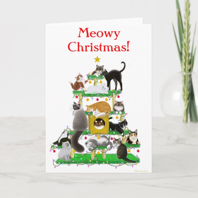 Christmas Cat Tree Greeting Card (Front)
