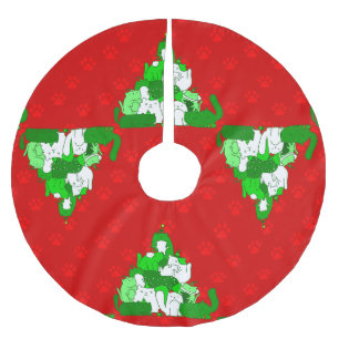 christmas cat tree paw print brushed polyester tree skirt