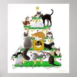 Christmas Cat Tree Print