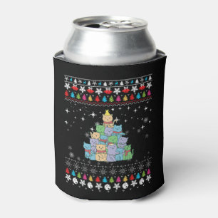 Christmas Cat Tree Ugly Christmas Can Cooler