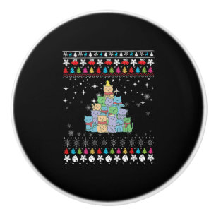Christmas Cat Tree Ugly Christmas Ceramic Knob