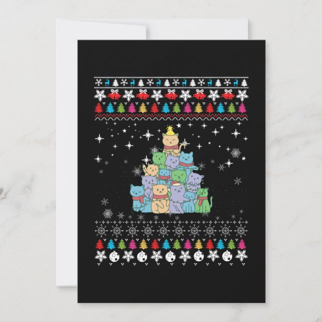 Christmas Cat Tree Ugly Christmas Invitation (Front)