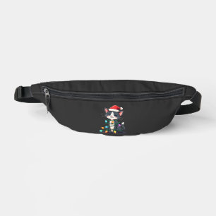 Christmas Cat Tuxedo black cat xmas lights kitty c Bum Bags