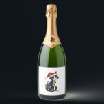 Christmas Cat Tuxedo black cat xmas lights kitty c Sparkling Wine Label<br><div class="desc">Christmas Cat Tuxedo black cat xmas lights kitty cute (2)</div>