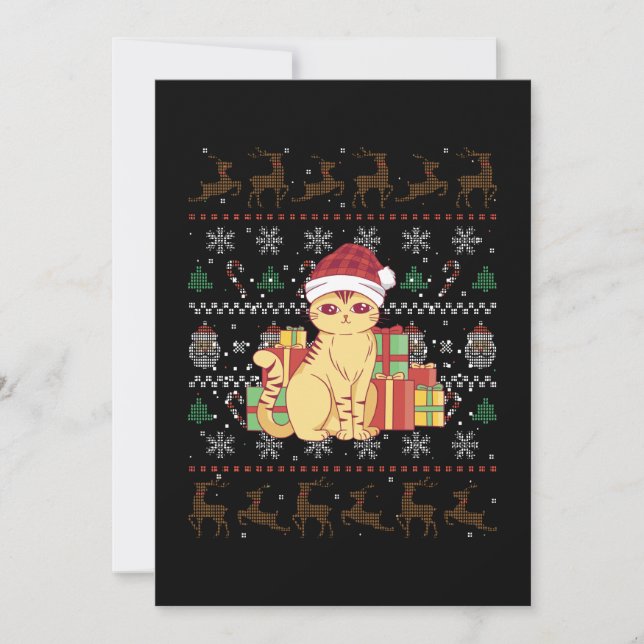 Christmas Cat Ugly Christmas Gift Invitation (Front)