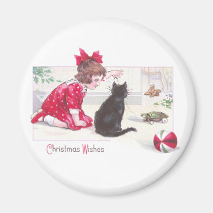 Christmas Cat Watches Turtle Pull Toy Vintage Magnet