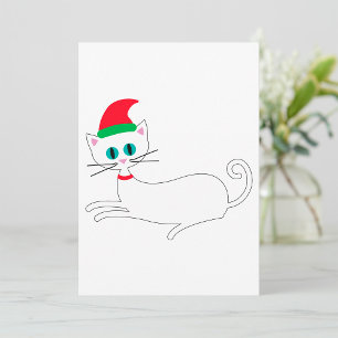Christmas Cat Wearing Santa Hat Invitation
