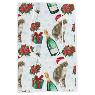 Christmas Cat Winter Celebration Medium Gift Bag
