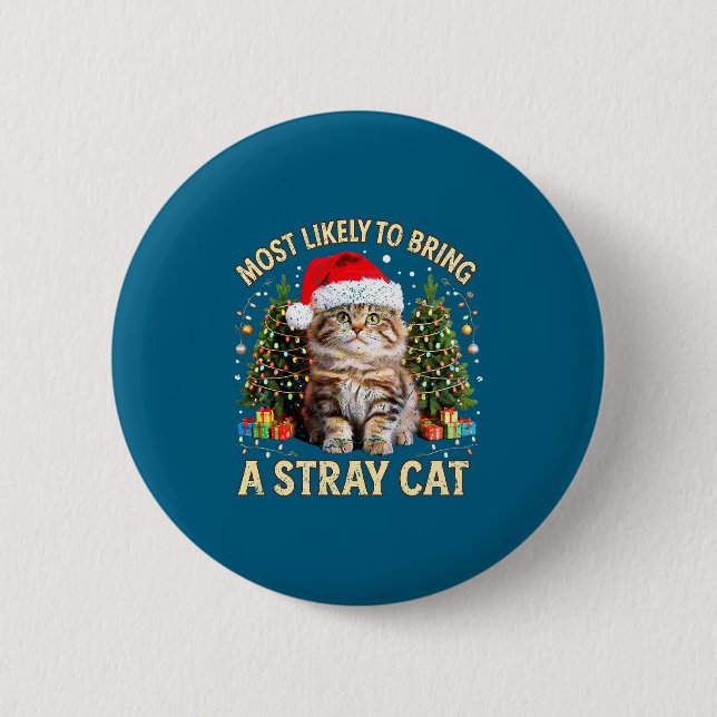 Christmas Cat With Santa Hat Holiday Funny Xmas Pa 6 Cm Round Badge (Front)