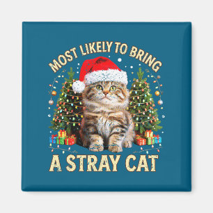 Christmas Cat With Santa Hat Holiday Funny Xmas Pa Magnet