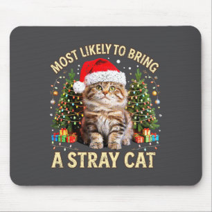 Christmas Cat With Santa Hat Holiday Funny Xmas Pa Mouse Mat