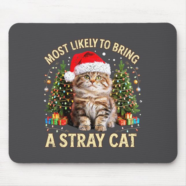 Christmas Cat With Santa Hat Holiday Funny Xmas Pa Mouse Mat (Front)