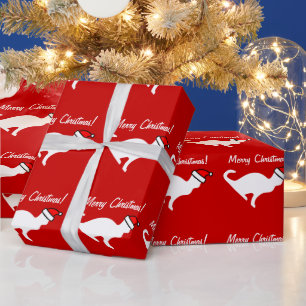 Christmas cat wrapping paper   white kitten