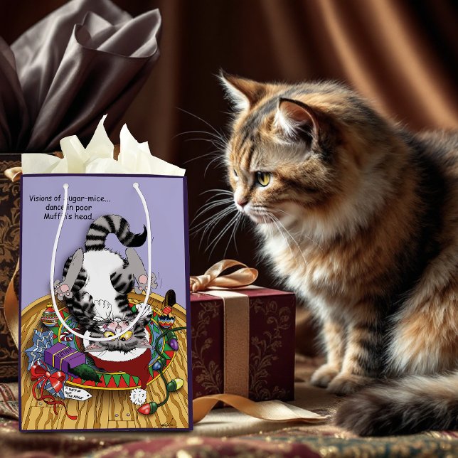 Christmas Catnip Cat Medium Gift Bag (Creator Uploaded)