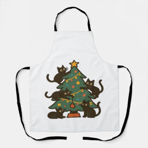 Christmas Cats Around The Tree Holiday Classic Apron