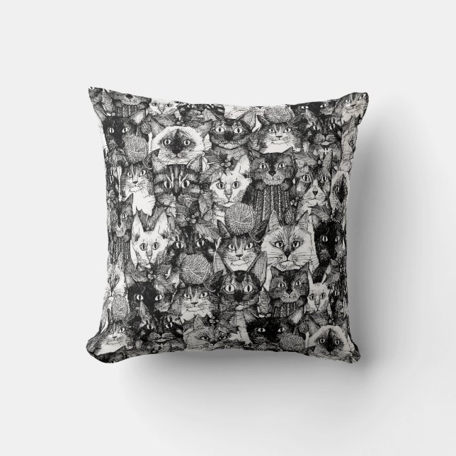 Christmas cats black cushion (Front)
