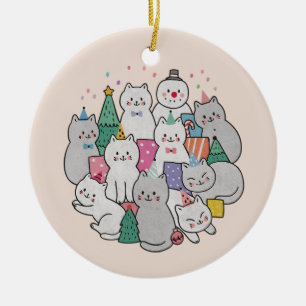 Christmas Cats Ceramic Tree Decoration