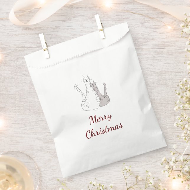Christmas Cats Drawing Cute Kitties  Favour Bags (Clipped)