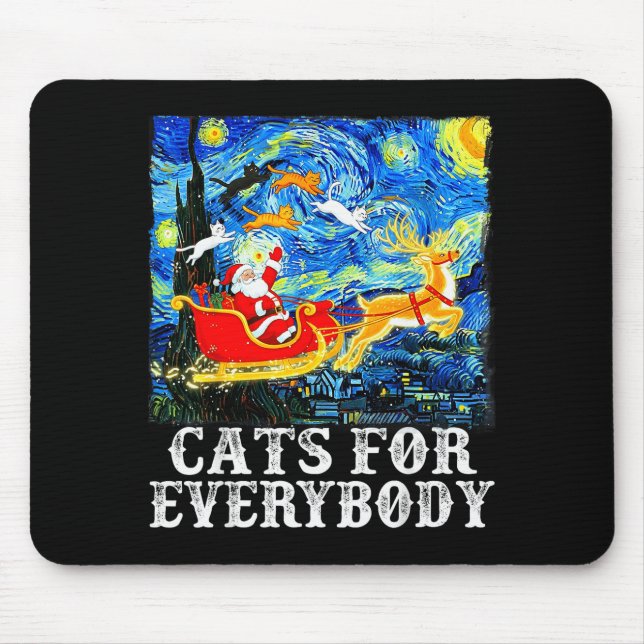Christmas Cats For Everybody Funny Santa Starry Ni Mouse Mat (Front)