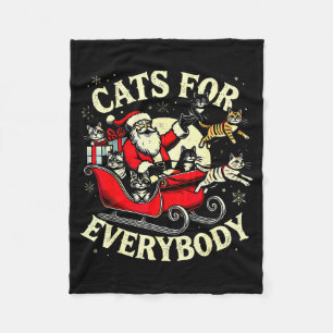 Christmas Cats For Everybody Santa Lover Holiday  Fleece Blanket