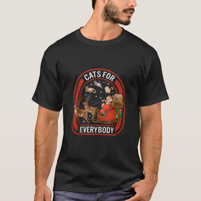 Christmas Cats For Everybody Santa Reindeer Cat Lo T-Shirt (Front)
