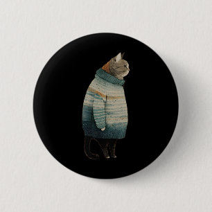Christmas Cats Fun Kitten Pet Fat Grey Cat In 6 Cm Round Badge