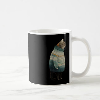 Christmas Cats Fun Kitten Pet Fat Grey Cat in Coffee Mug