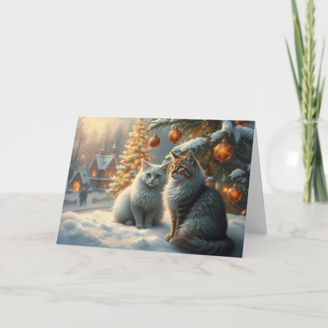 Christmas Cats Greetings Card (Front)