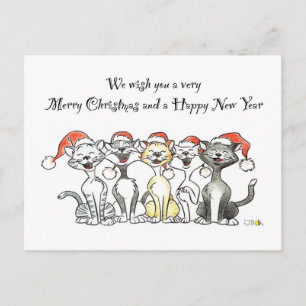 Christmas Cats Holiday Greeting Postcard