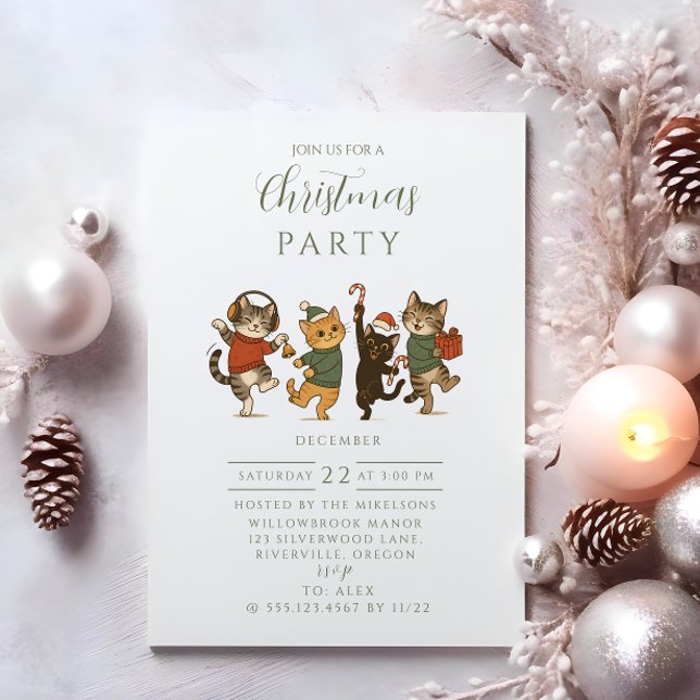 Christmas Cats Holiday Party Invitation (Creator Uploaded)