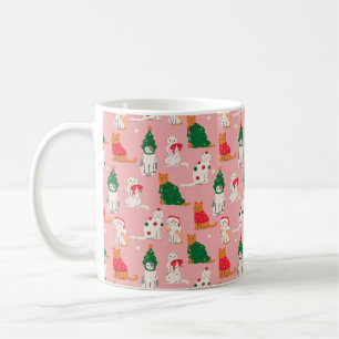 Christmas Cats in Festive Attire Pattern Coffee Mug